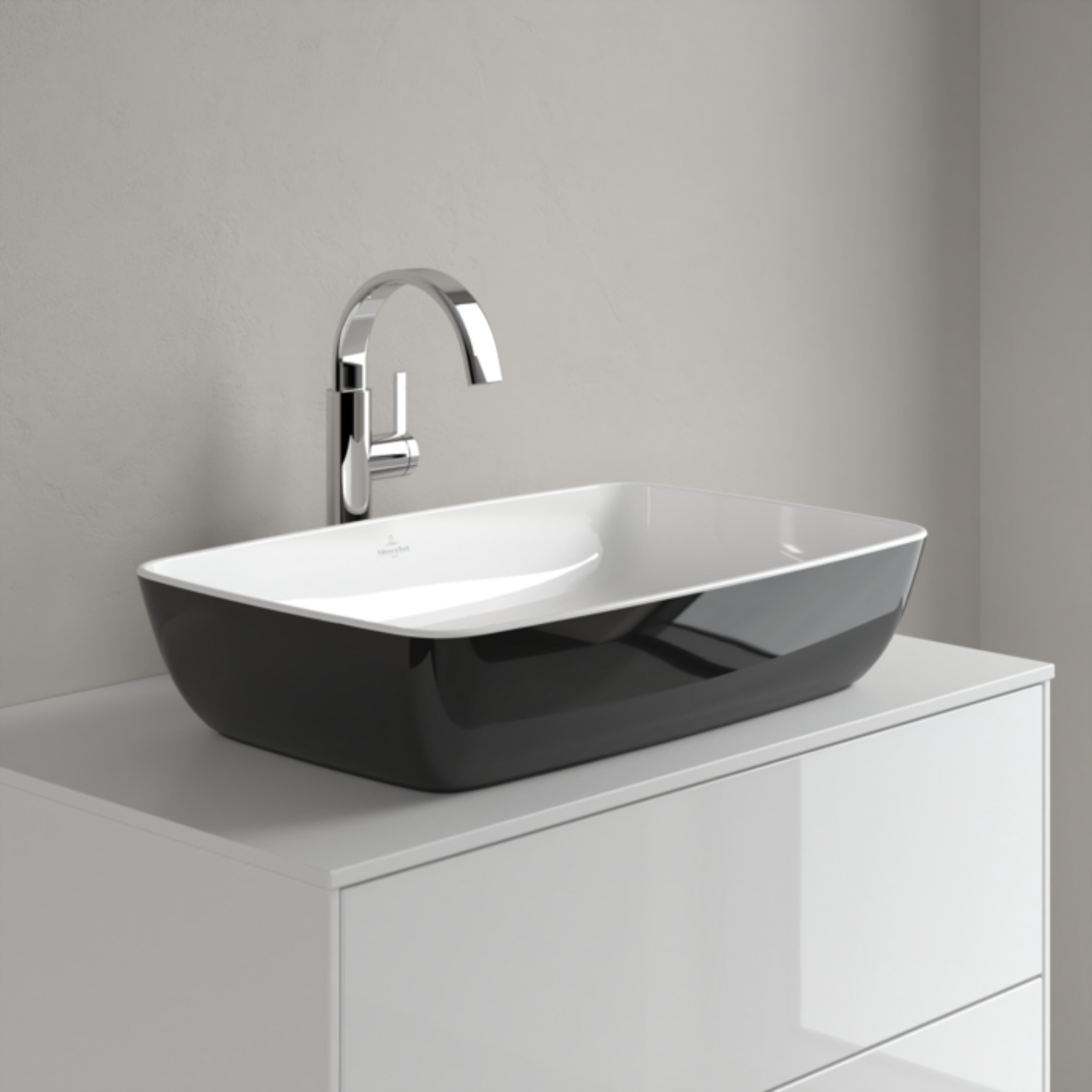 ARTIS SURFACE MOUNTED WASHBASIN 58 CM RECTANGULAR BLACK