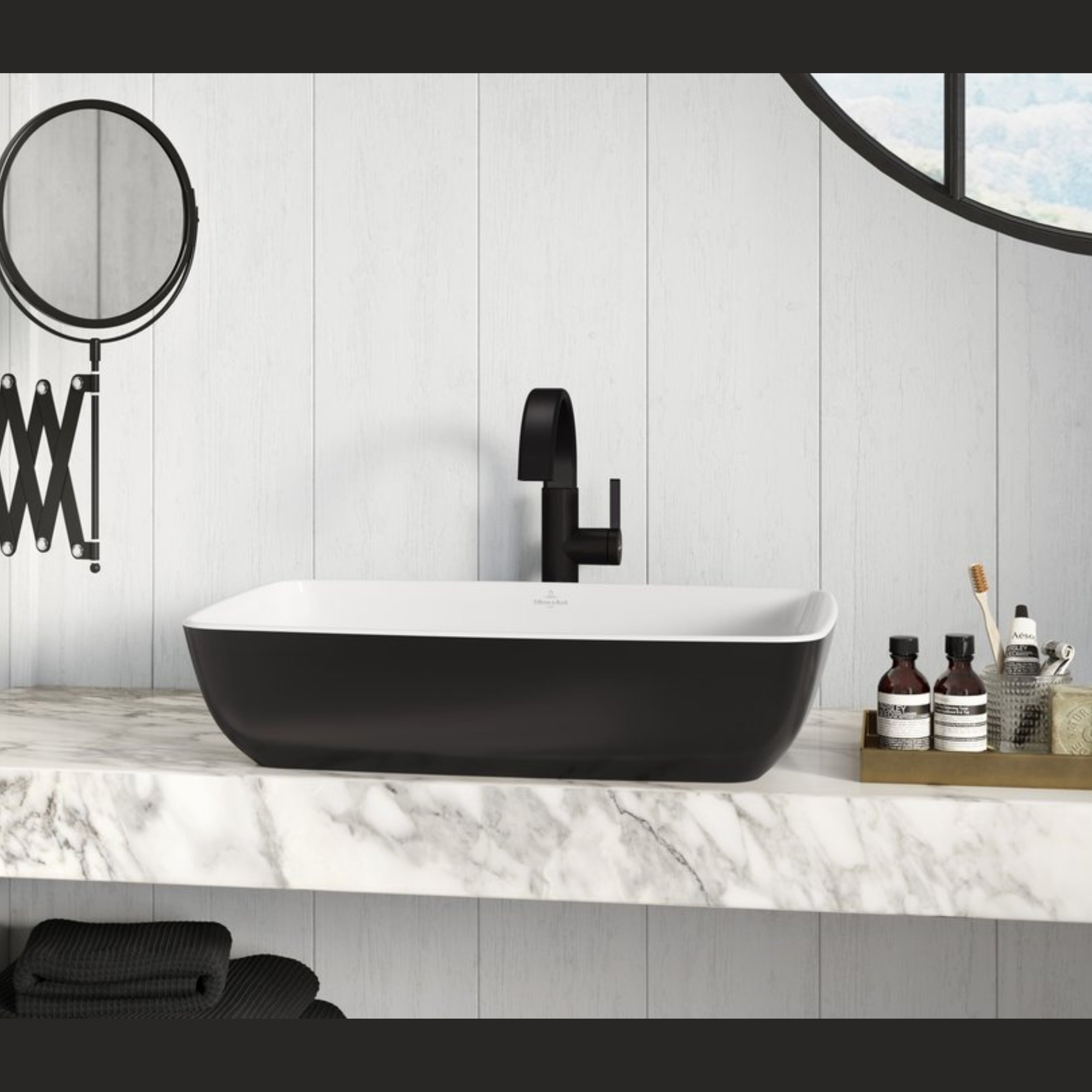 ARTIS SURFACE MOUNTED WASHBASIN 58 CM RECTANGULAR BLACK