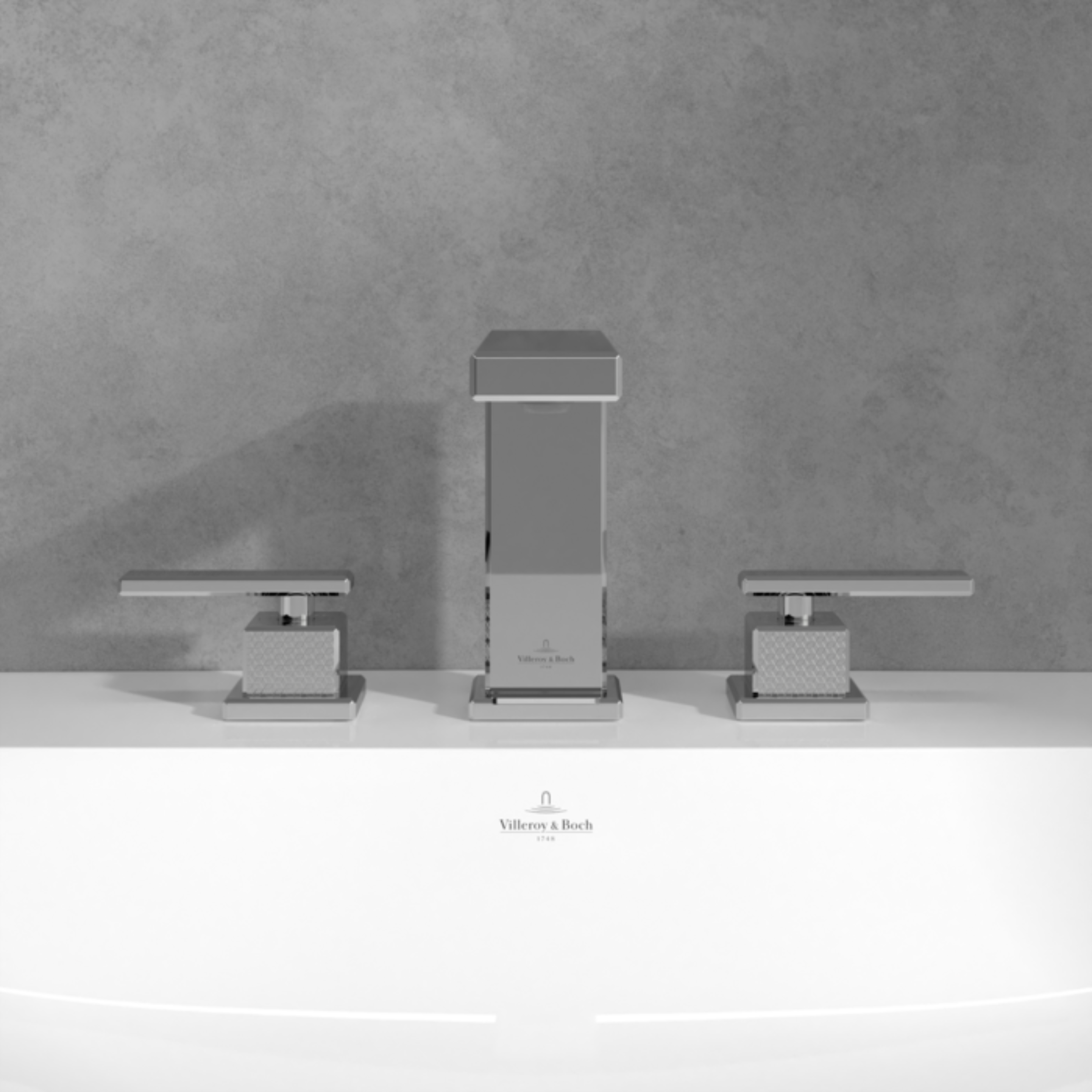 METTLACH DECK MOUNTED 3-HOLE BASIN MIXER (W/O POP-UP WASTE)