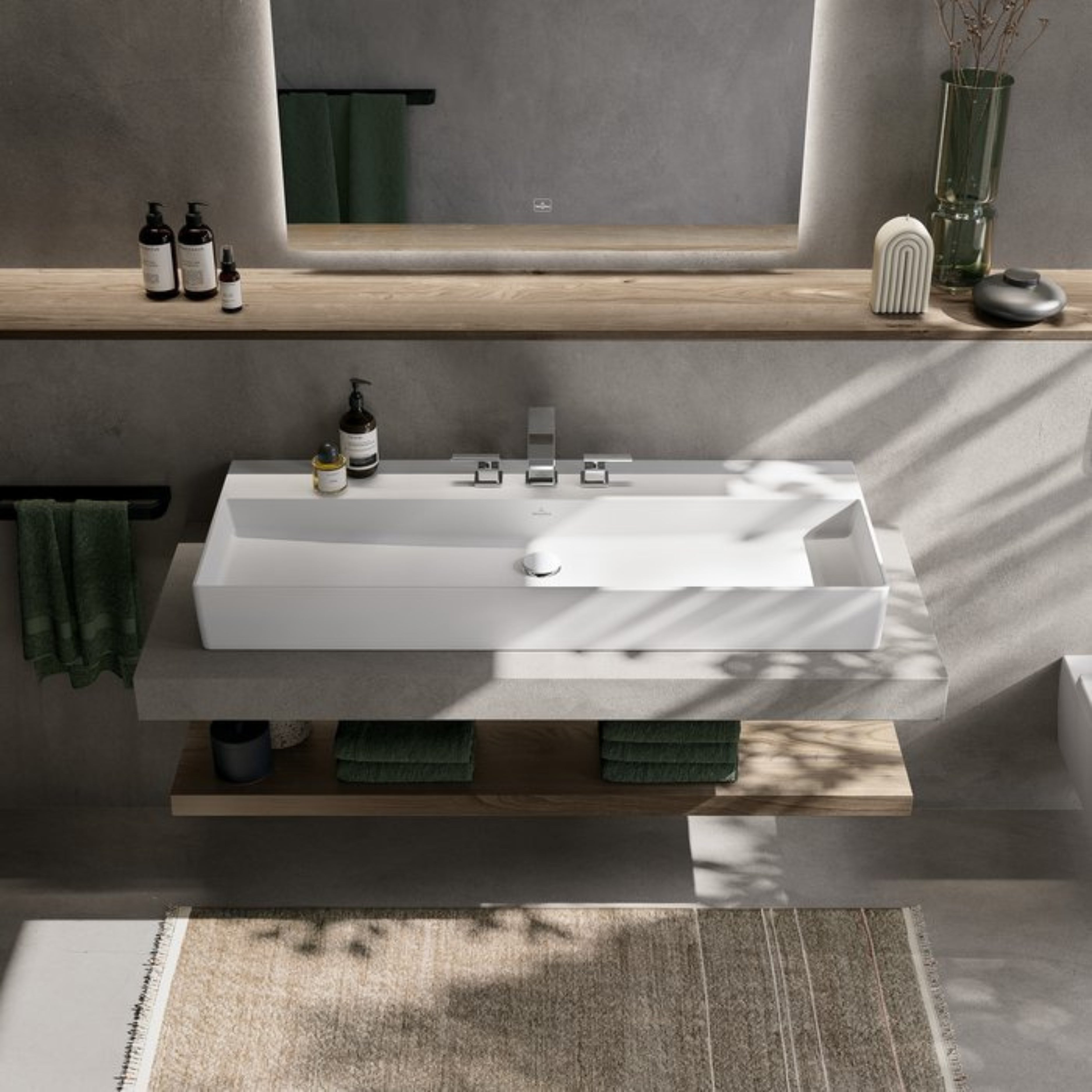 METTLACH DECK MOUNTED 3-HOLE BASIN MIXER (W/O POP-UP WASTE)