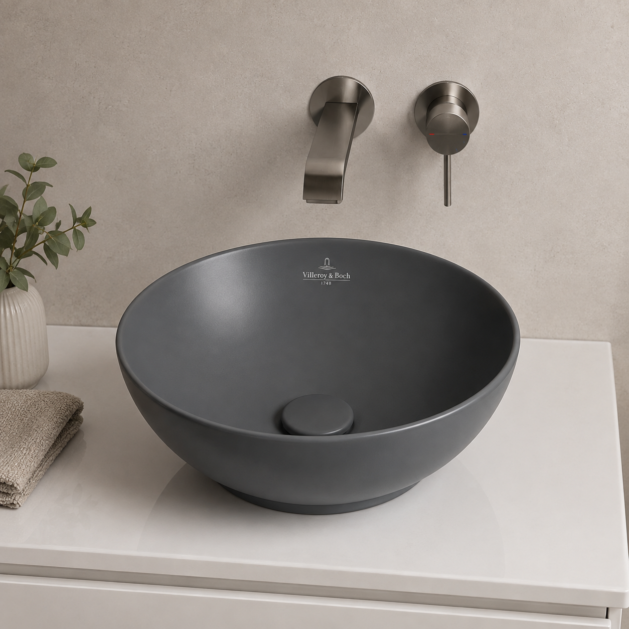 Villeroy & Boch Loop & Friends Surface-mounted Washbasin in Graphite