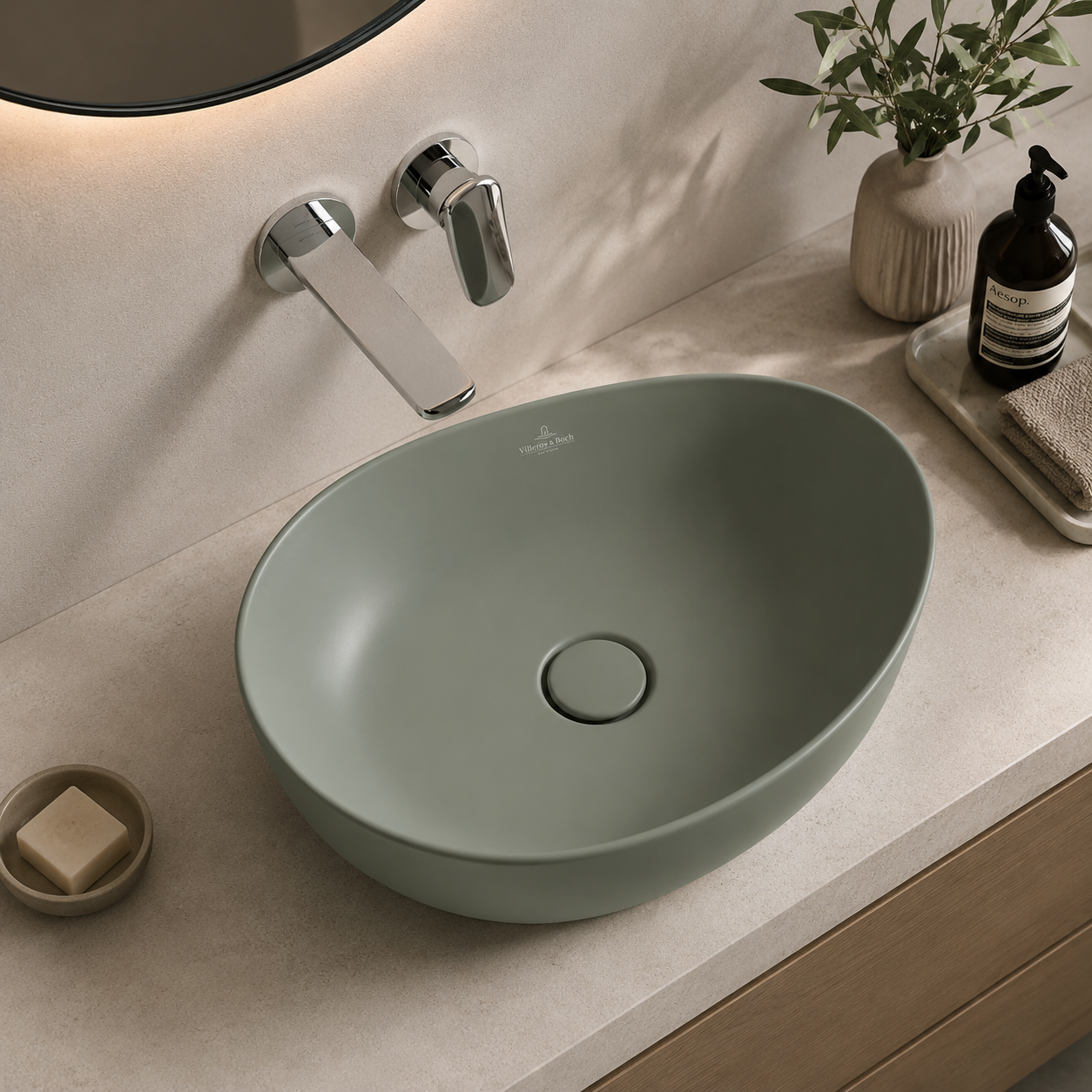 Villeroy & Boch Antao Surface-mounted Washbasin in Morning Green