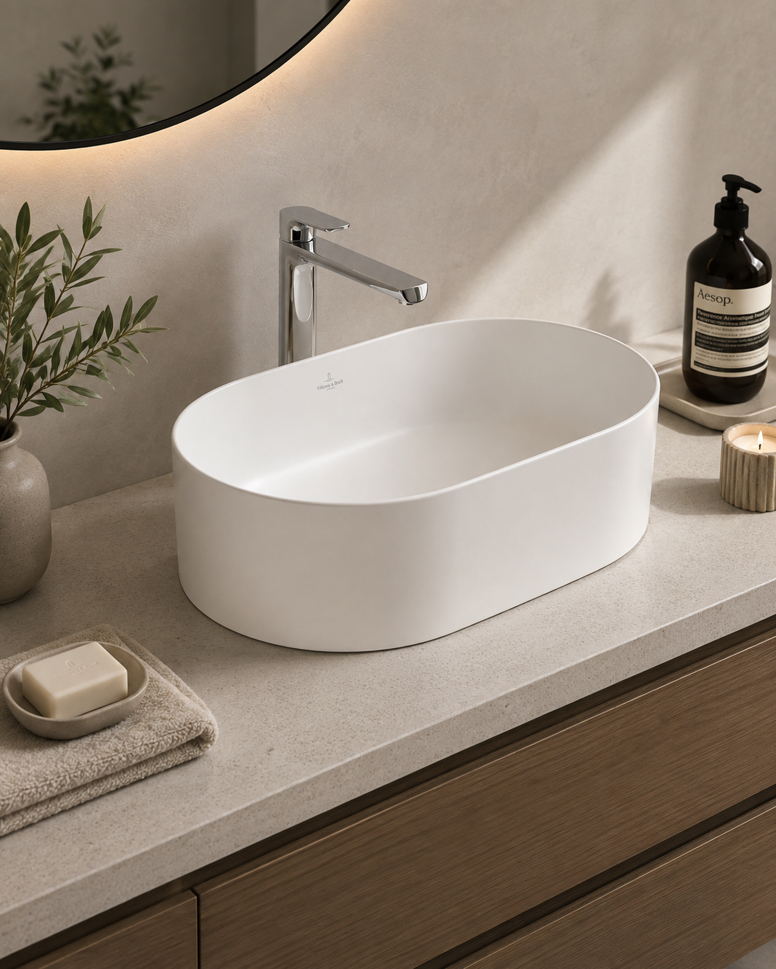 Villeroy & Boch Collaro Surface-mounted Washbasin in Stone White