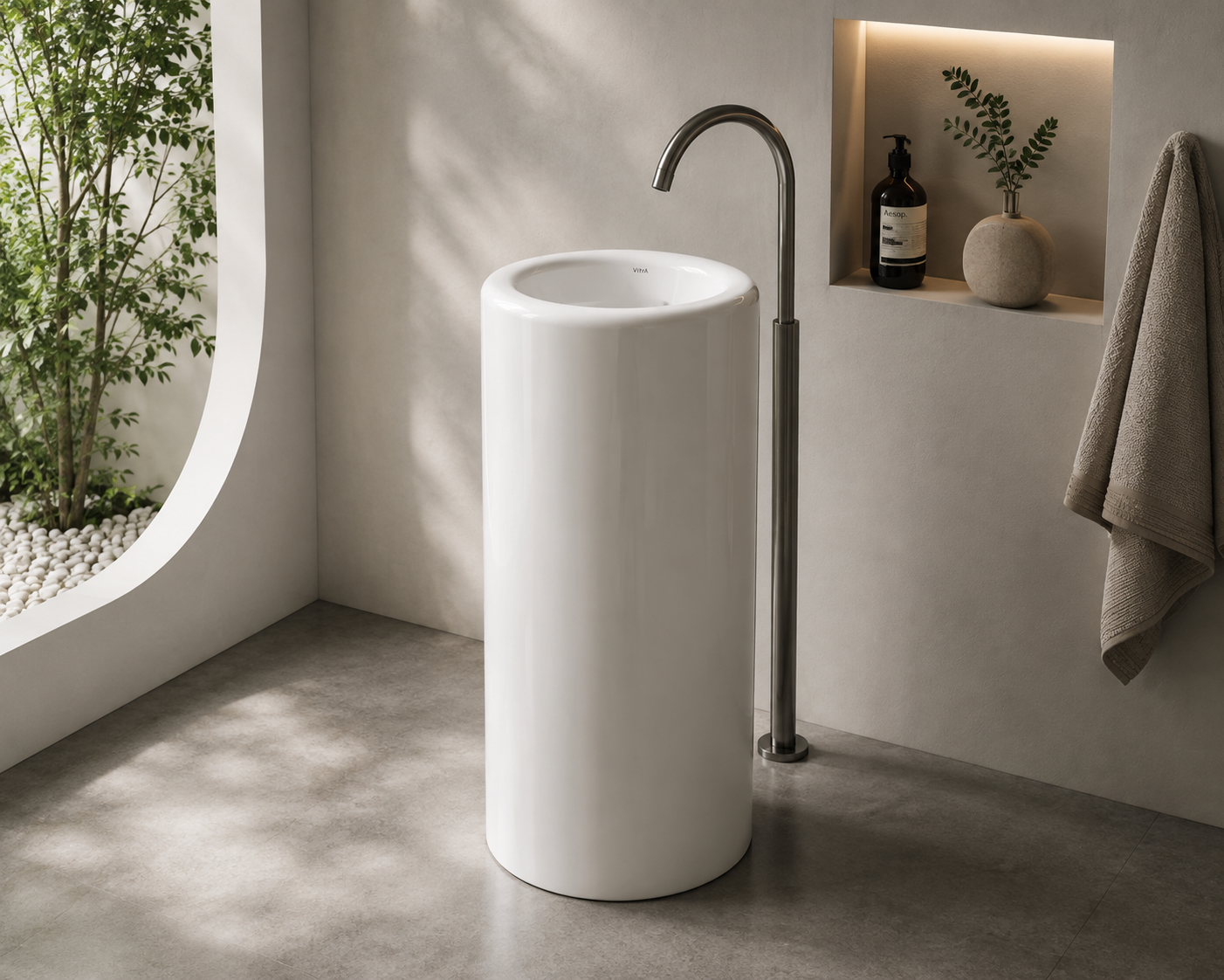 VitrA Liquid Monoblock Washbasin in White